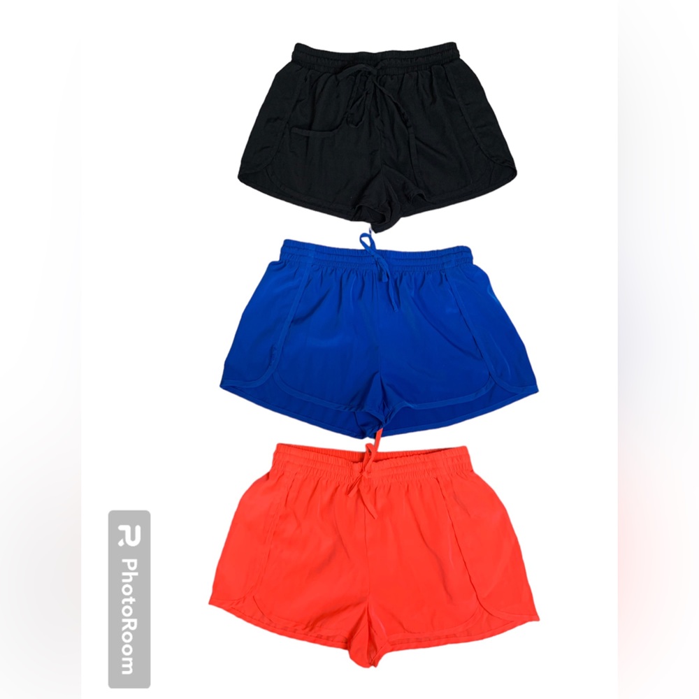 Forever 21 Jogger Shorts Set of 3 Neon Coral Royal Blue Black XS Activewear